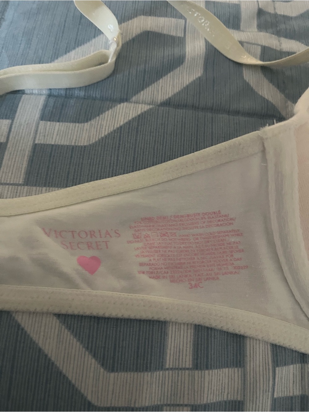 Victoria's Secret White Bra with Pink and Black Trim - Picture 5 of 5